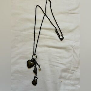 Heart Pendant Necklace in Black and Silver